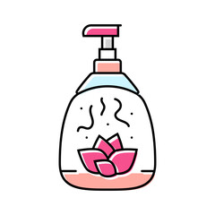 soap bottle floral scent icon color icon vector illustration