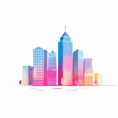 Fototapeta premium Colorful Cityscape Illustration with Pastel Skyscrapers
