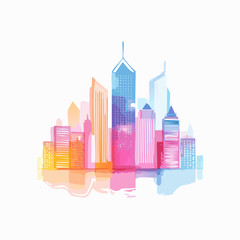 Obraz premium Colorful City Skyline Illustration