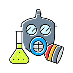 gas mask flasks chemical pollution color icon vector illustration