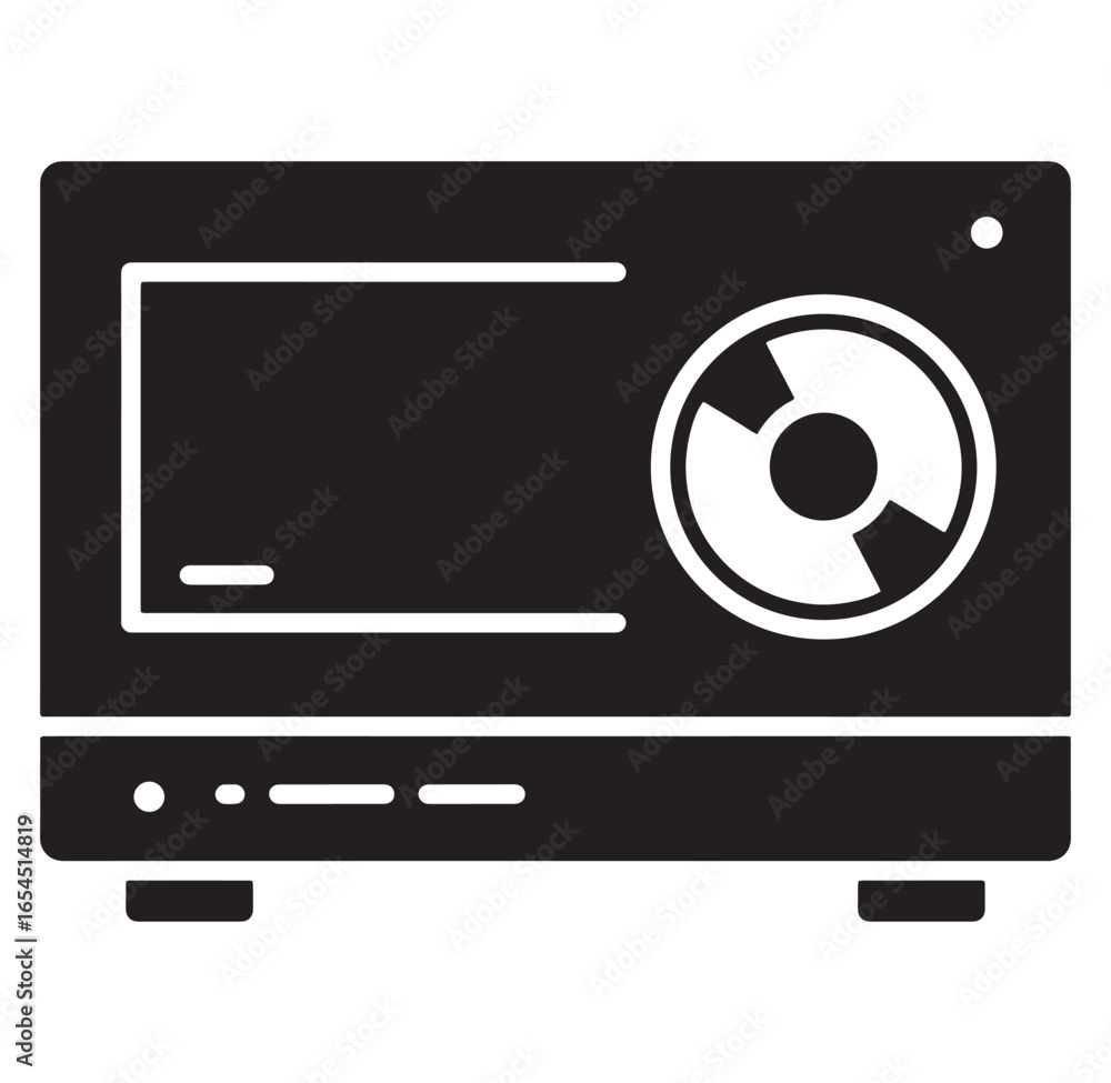 Poster minimalist vector illustration of a black stereo system with playback cd and controls