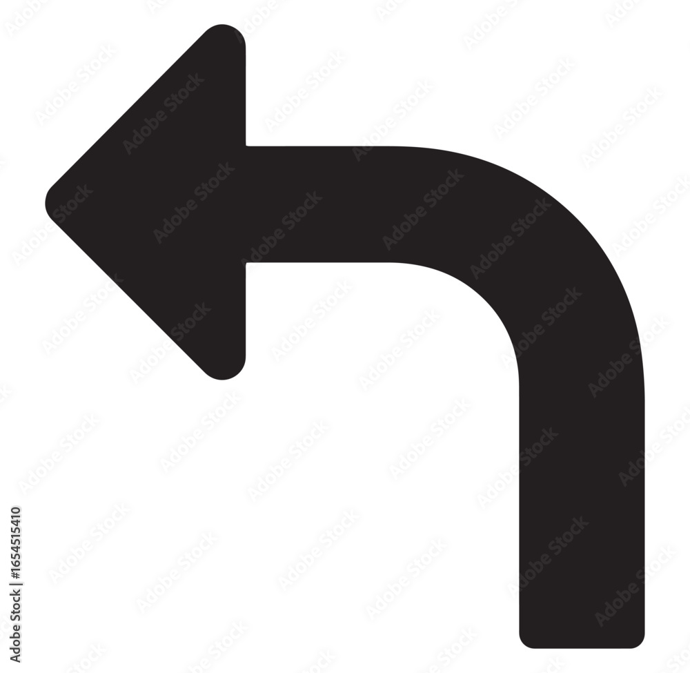 Poster simple and clean black arrow pointing left indicating direction or navigation