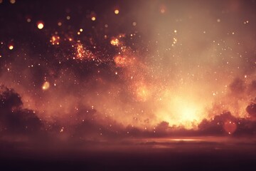 Warm, hazy atmosphere with golden sparks