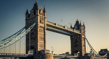 Tower Bridge at sunrise, a majestic structure spanning a waterway