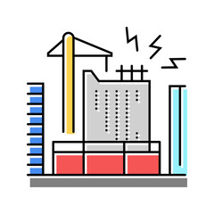 noisy street construction equipment causing sound pollution color icon vector illustration