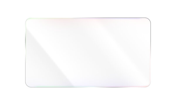 Blank rounded rectangle card, glossy white transparent PNG for UI design overlay, graphic element
