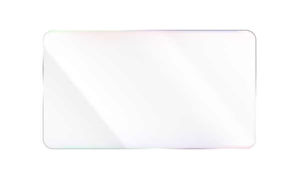 Glass Rectangle Panel, Isolated Element Transparent Background. Liquid Glass Shape Overlay