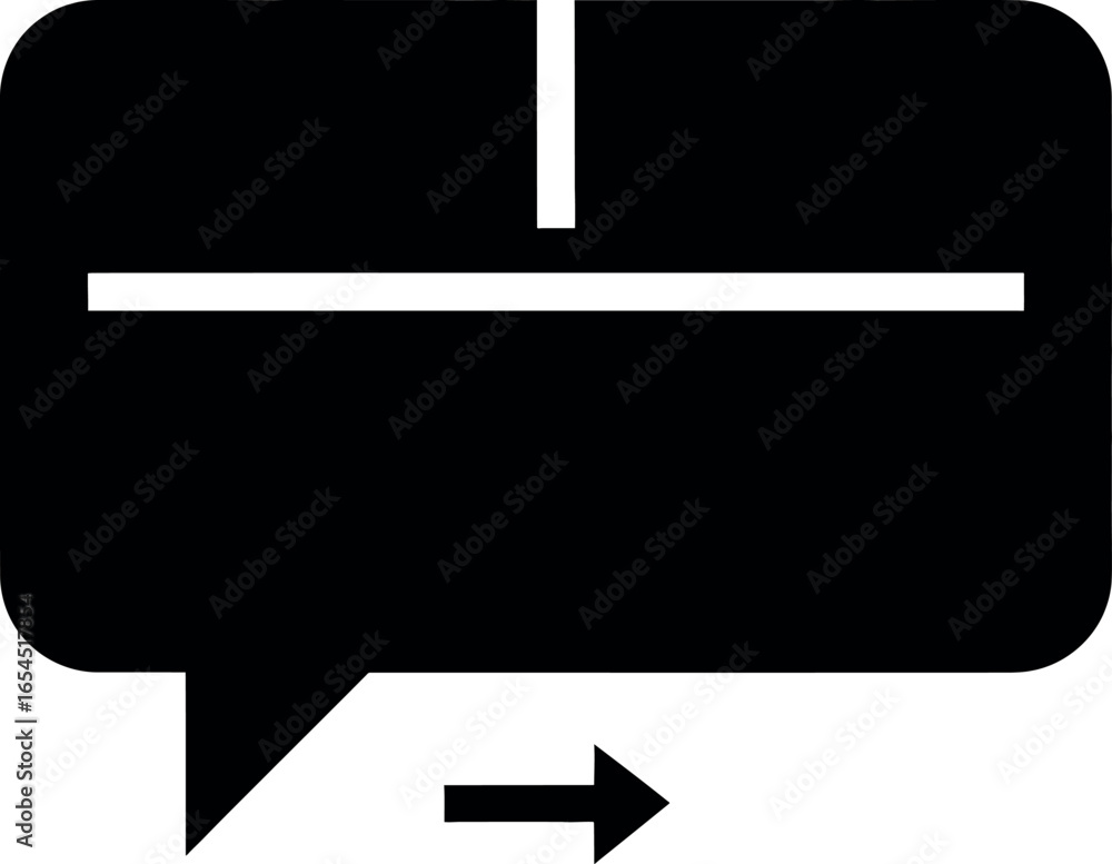Poster vector art of black speech bubble with arrow indicating forward movement isolated on white backgroun