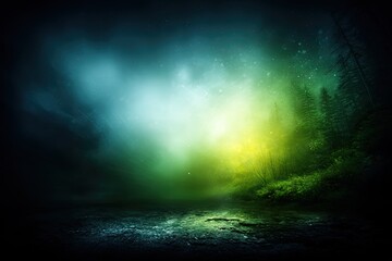 Mystical forest path bathed in ethereal glow