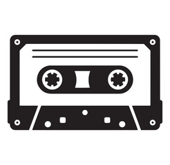 Obraz premium Simple black and white vector illustration of a classic analog audio cassette tape