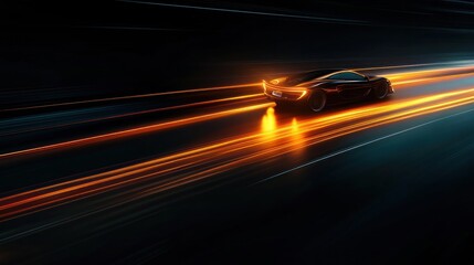Night Speed: Luxury Sports Car in Motion with Light Trails