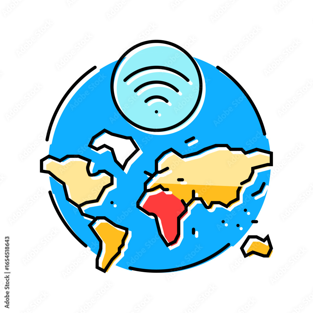 Poster internet usage density map color icon vector illustration