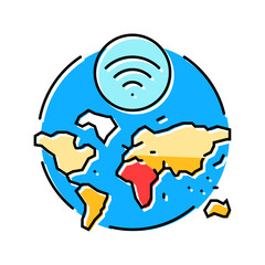 internet usage density map color icon vector illustration