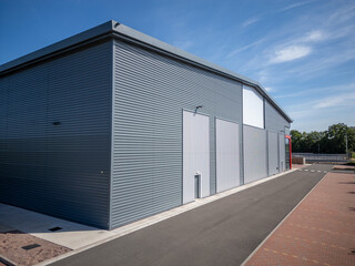 Modern industrial estate with warehouses, logistics distribution hub, business park offices and...