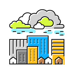 Obraz premium dangerous glowing cloud over city radioactive pollution color icon vector illustration