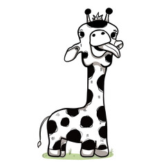 Giraffe with Cow Pattern Illustration