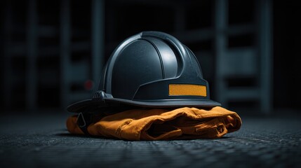 Construction safety gear industrial site photography dimly lit environment close-up safety and protection