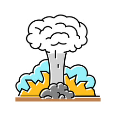 nuclear explosion cloud radioactive pollution color icon vector illustration