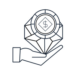 Hand Holding Diamond with Dollar Symbol &ndash; Wealth, Luxury, and Investment Concept