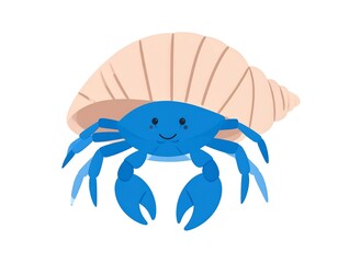 Obraz premium Cute cartoon hermit crab in a shell