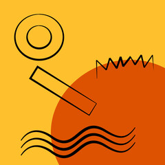 Abstract Geometric Graphic Design on Orange