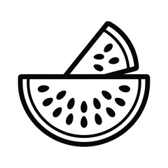Stylized outline of two slices of watermelon