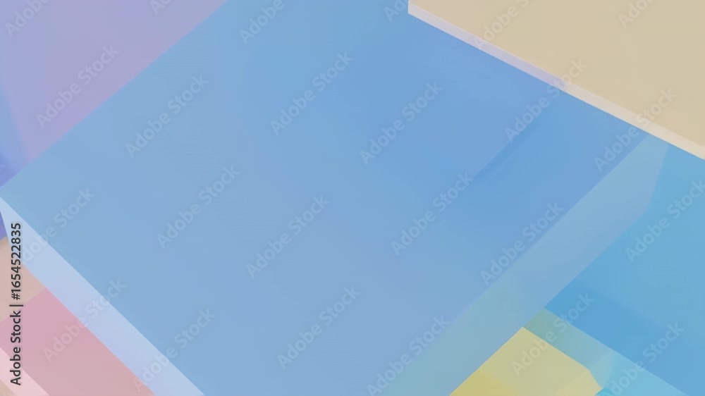 Poster elegant abstract animation of floating geometric planes in a soft pastel color palette