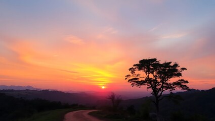 Fototapeta premium sunset in the mountains