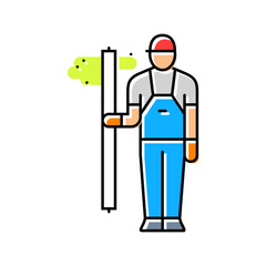 worker handling old fluorescent protective gloves color icon vector illustration