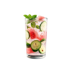 Refreshing Watermelon and Cucumber Infused Water in Glass