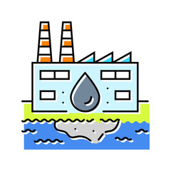 factory discharging waste river color icon vector illustration