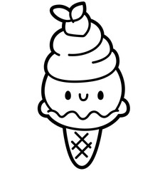 chibi cartoon ice cream chocolate - layered cut file - summer sticker