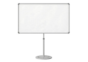 Fototapeta premium Empty white presentation board on a stand, classroom or office whiteboard. Isolated on transparent background, png