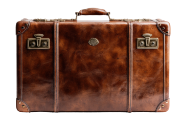 Vintage leather suitcase, rich brown hue