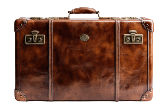 Vintage leather suitcase, rich brown hue