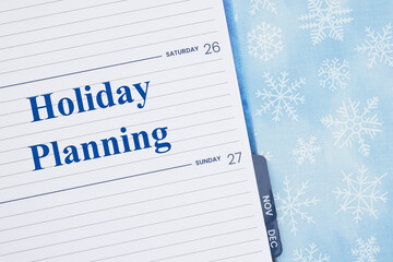 Holiday Planning with Calendar and Snowflakes