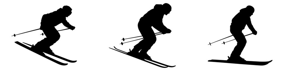 Skiing silhouette of person on white background 