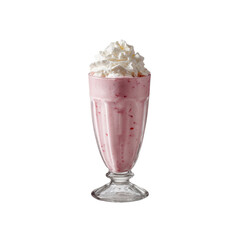 Delicious Strawberry Milkshake with Whipped Cream in a Glass