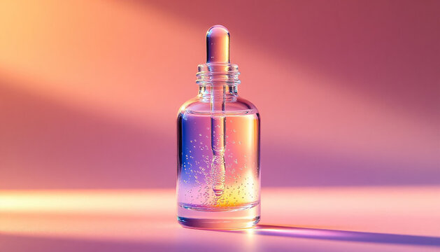 Minimalist Beauty Oil Bottle on Vibrant Backdrop