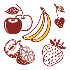 set of fruits and berries