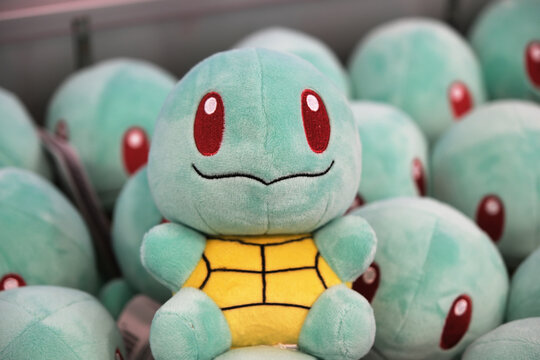 Shanghai,China-August 9th 2025: pokemon squirtle plush toys in store