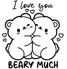 cute cartoon bear couple in love - layered cut file - valentine's day sticker