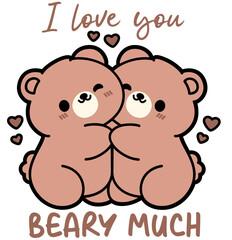 cute cartoon bear couple in love - layered cut file - valentine's day sticker