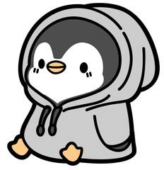 cute cozy penguin - layered cut file - hoodie clipart