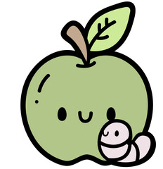 cute poisoned apple with worm - layered cut file - halloween clip art