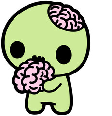 cute zombie eating brain - layered cut file -