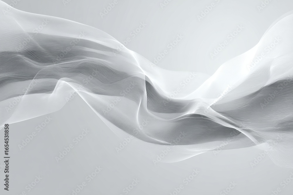 Poster soft flowing waves in light grey background for abstract design