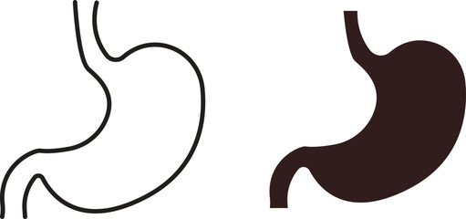 Fototapeta premium Simple line art and filled icon of a human stomach. Medical, anatomical illustration.