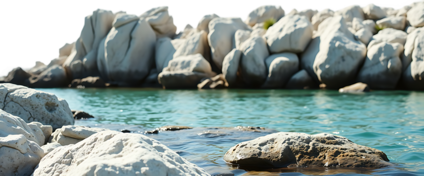 Rocks white cartoon feeling serene near clear water is picturesque - Powered by Adobe