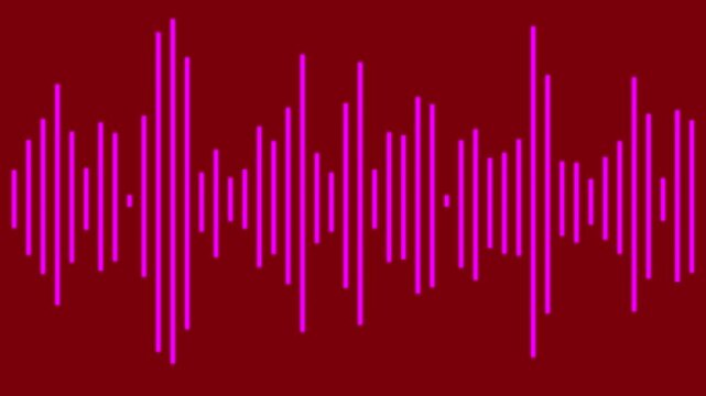 Sound wave rhythm background, technology concept, Sound waves.A vibrant audio waveform glowing in blue and audio-visual on a dark background.Audio Visualizer with Mic Symbol Icon Motion.4k